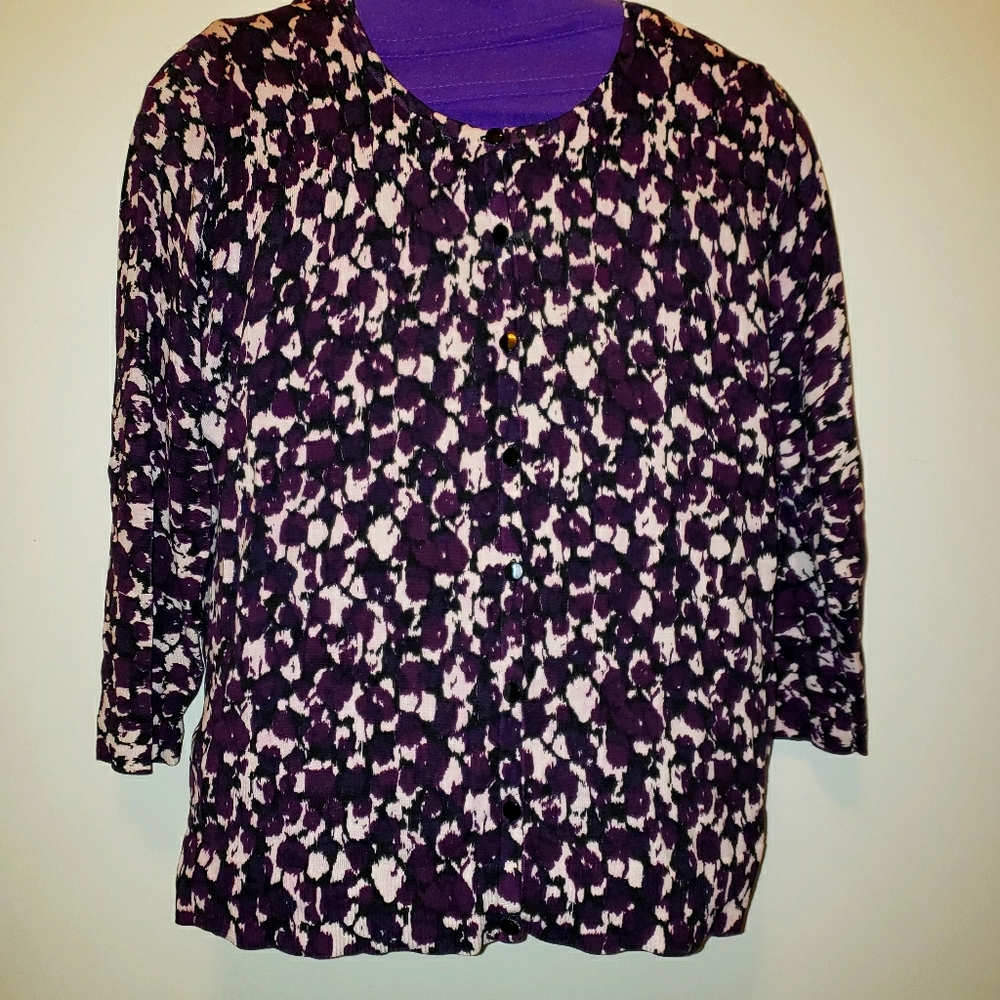 Amber Sun Purple and White Silk Cardigan